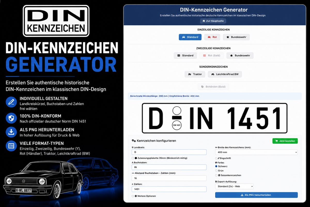 DIN-Kennzeichen Generator Vorschau
