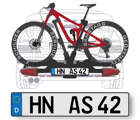 Fahrradträger Kennzeichen am Samstag ⇶ HN Heilbronn