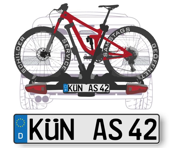 Fahrradträger Kennzeichen am Samstag ⇶ KÜN Künzelsau